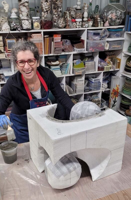 Making Styrofoam / Concrete Forms for Mosaic